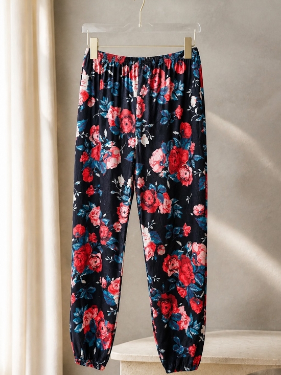 Pants - Floral Satin Pants